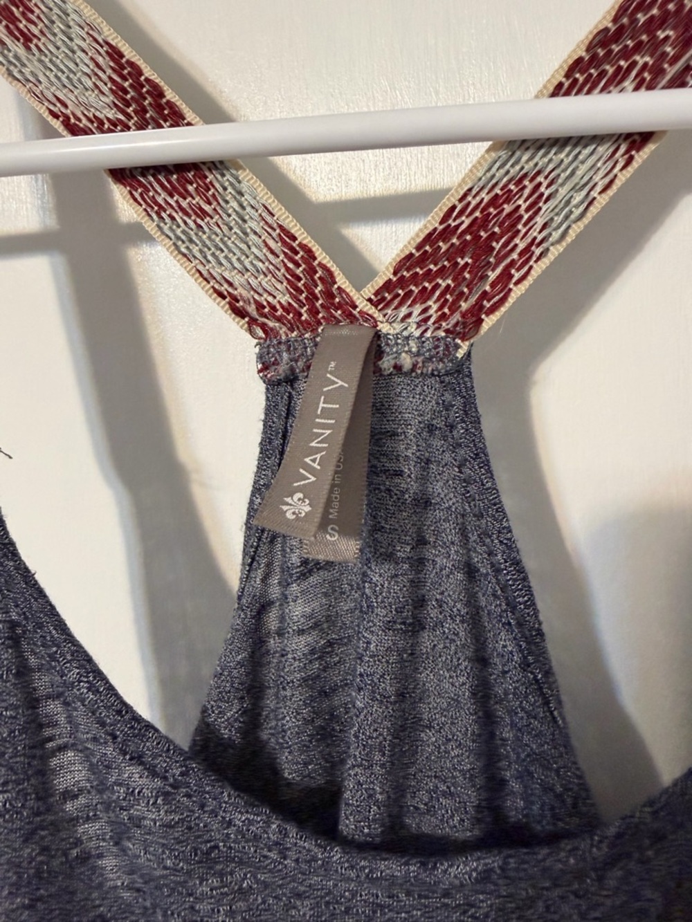 Vanity Gray Racerback Tank with Patterned Straps - Picture 3 of 4